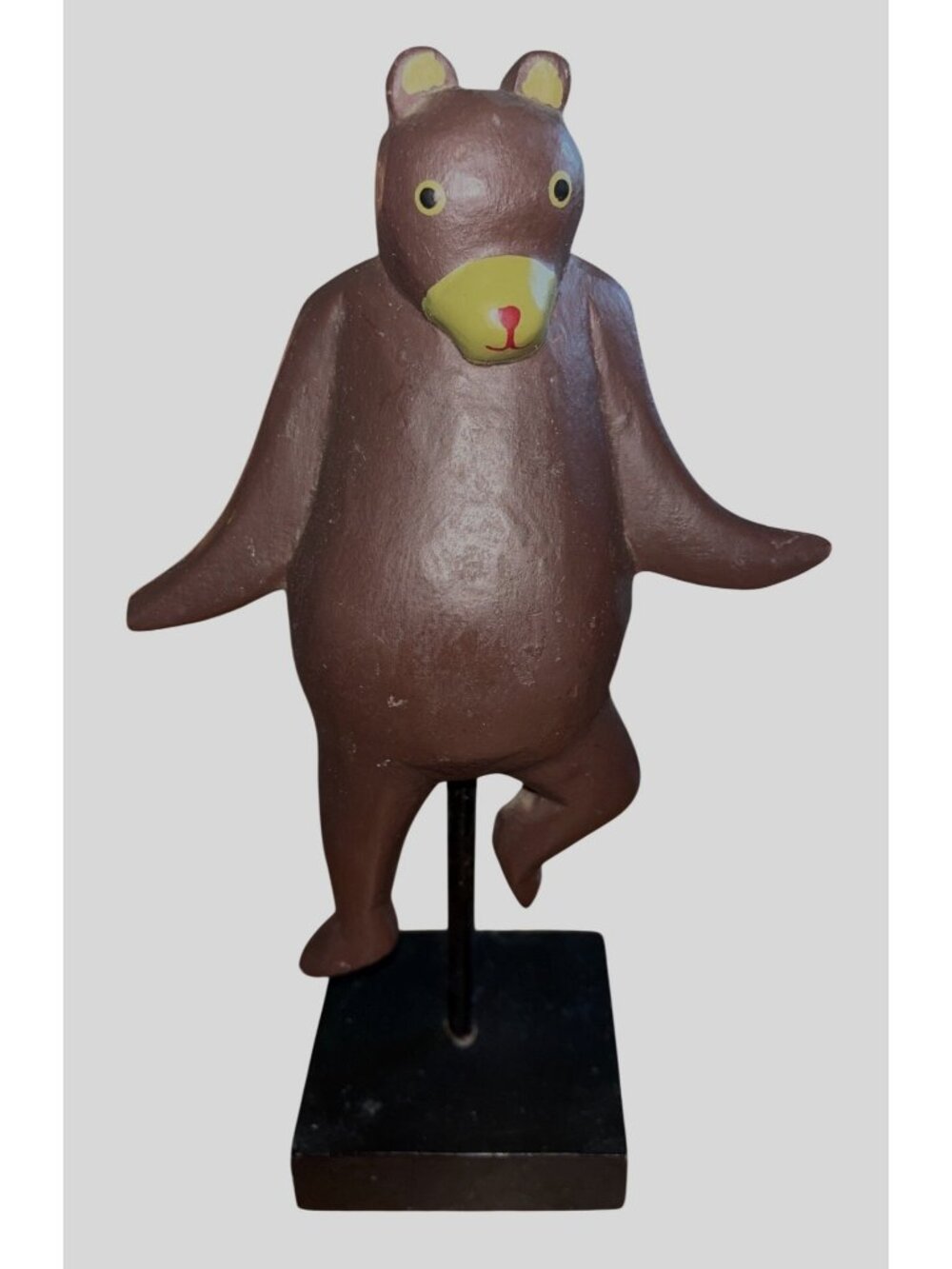 Toyo Japan Dancing Bear Resin Statue On Black Base Decorative Collectible 9" Tal